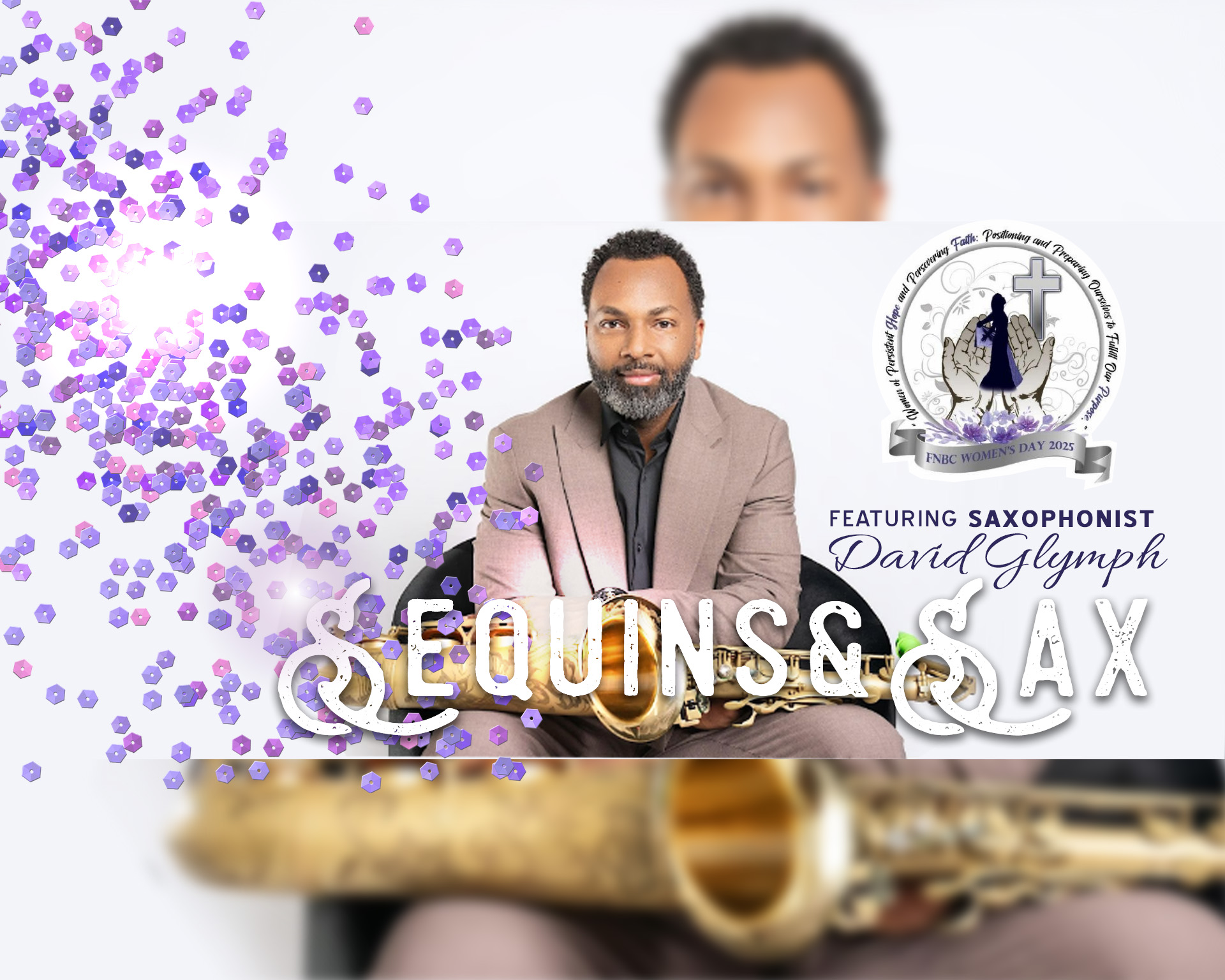 Sequins & Sax by FNBC Women’s Day 2025 — event banner