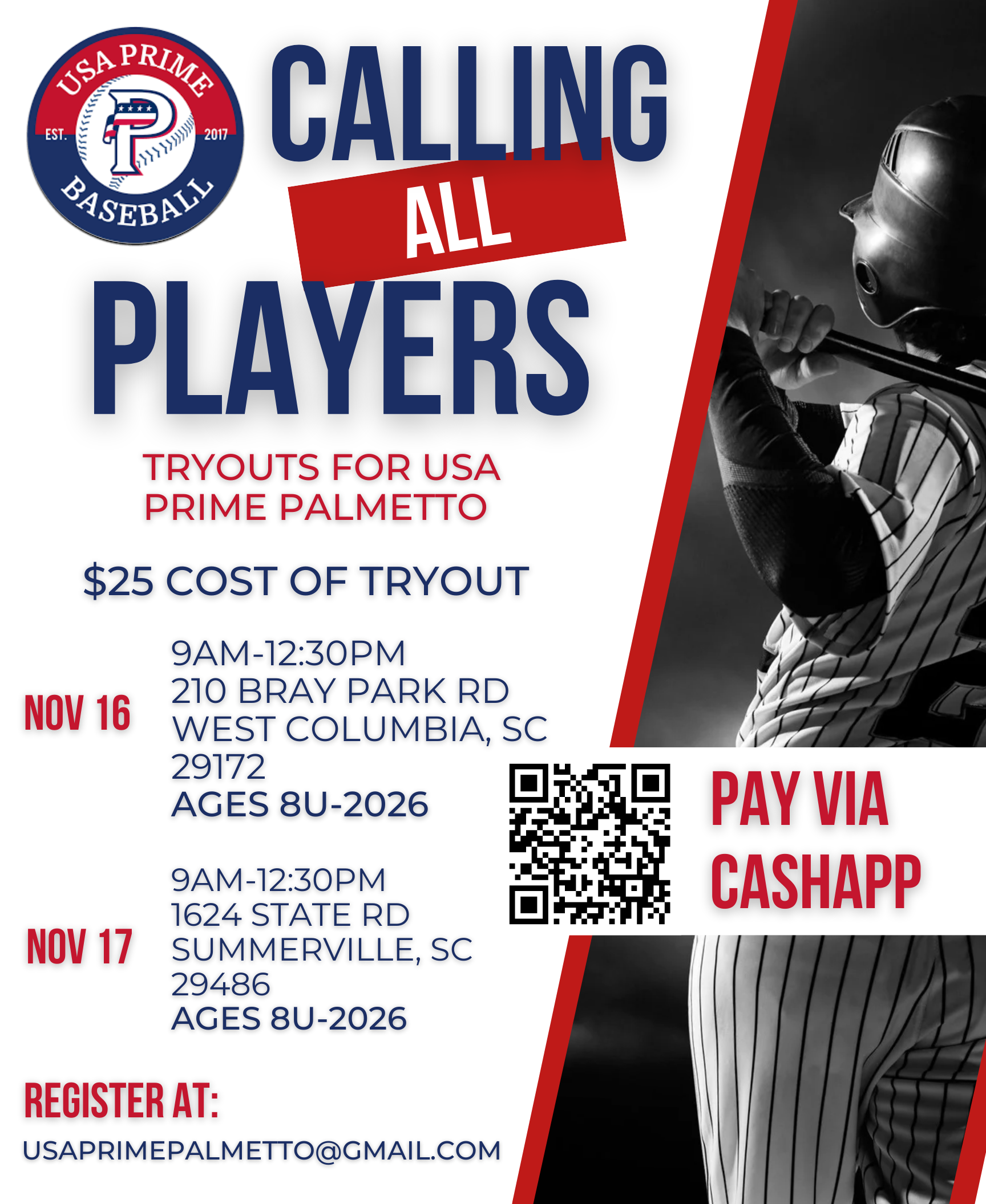 USAPRIME Palmetto/ Kansas City Royals Baseball Tryouts — photo 1