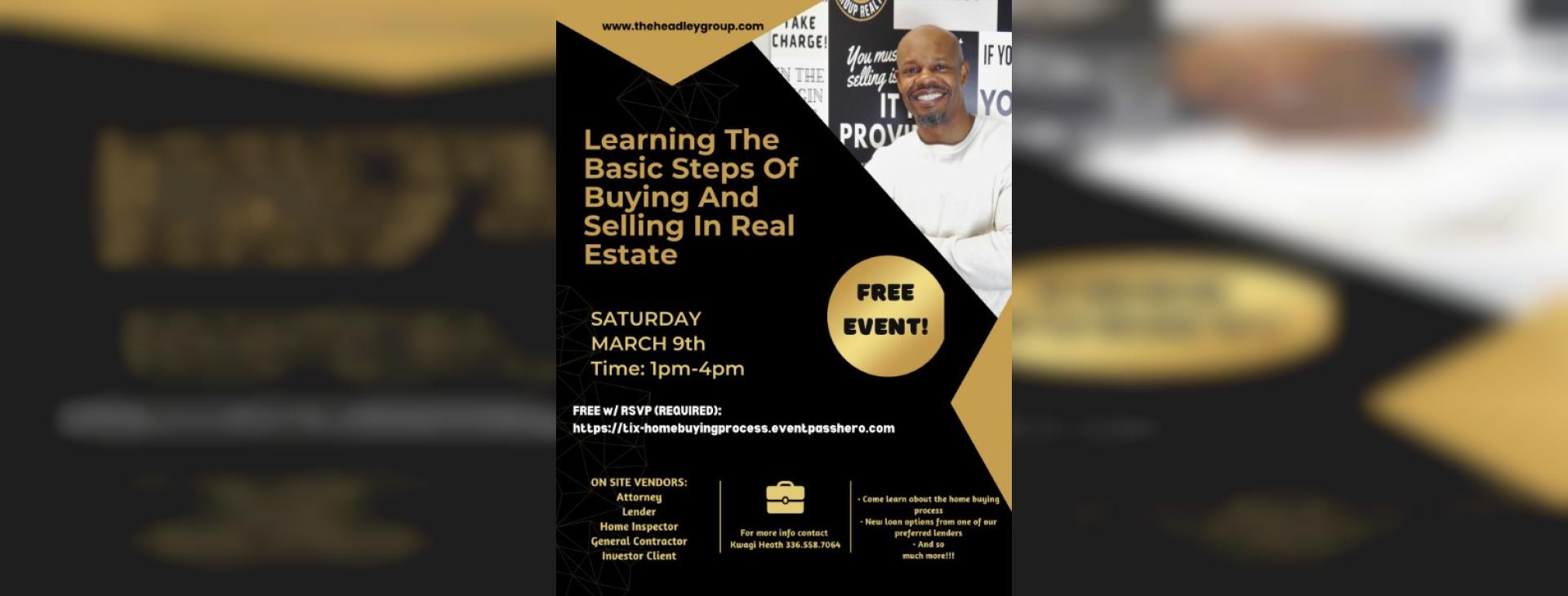 Learning The Basic Steps Of Buying and Selling In Real Estate — event banner