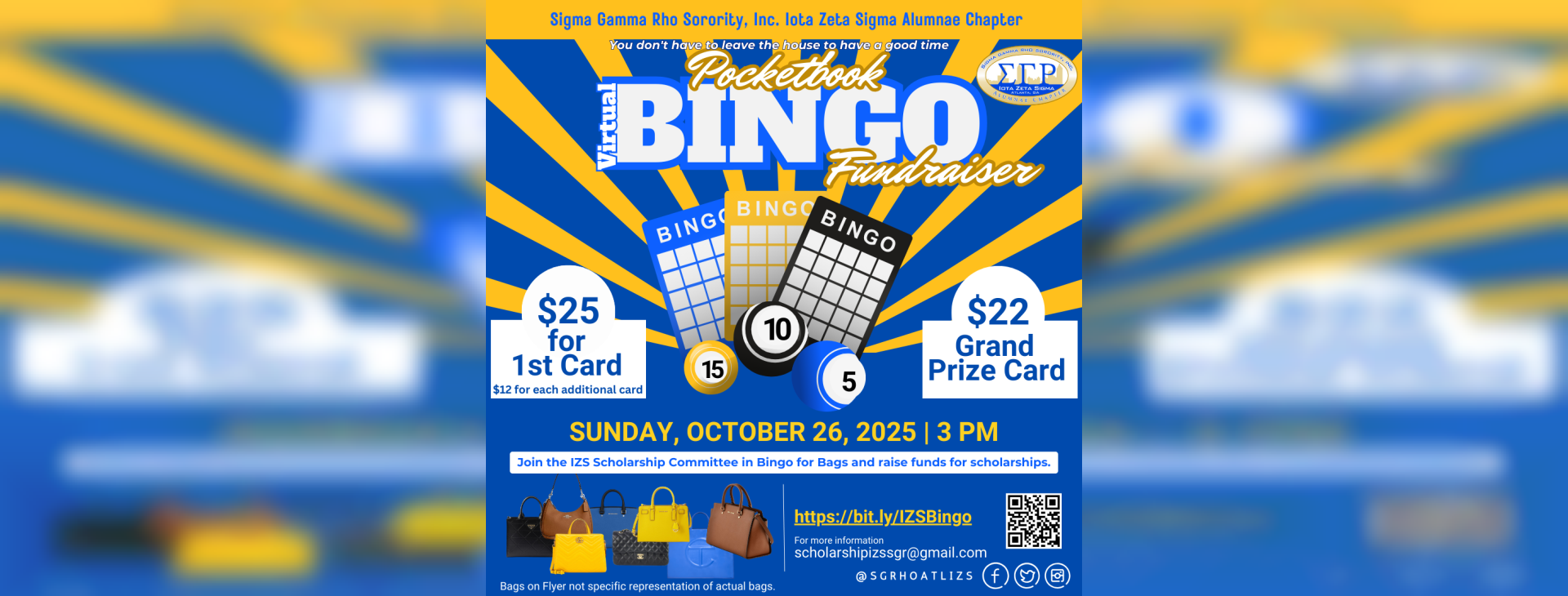 IZS Designer Pocketbook Bingo — event banner