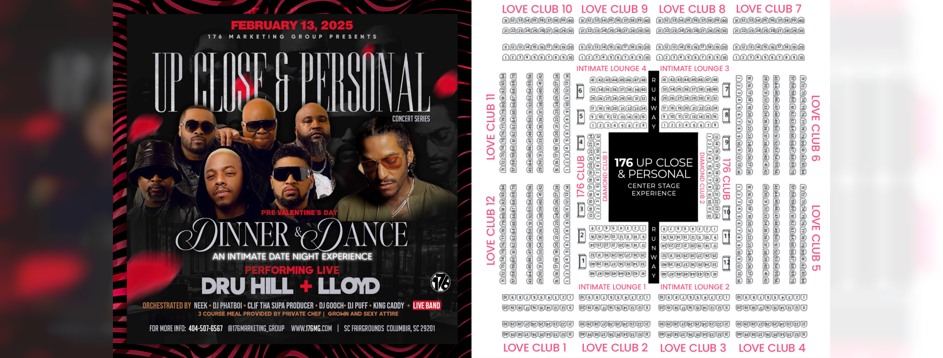 UP CLOSE & PERSONAL DINNER AND DANCE W/ DRU HILL & LLOYD — event banner