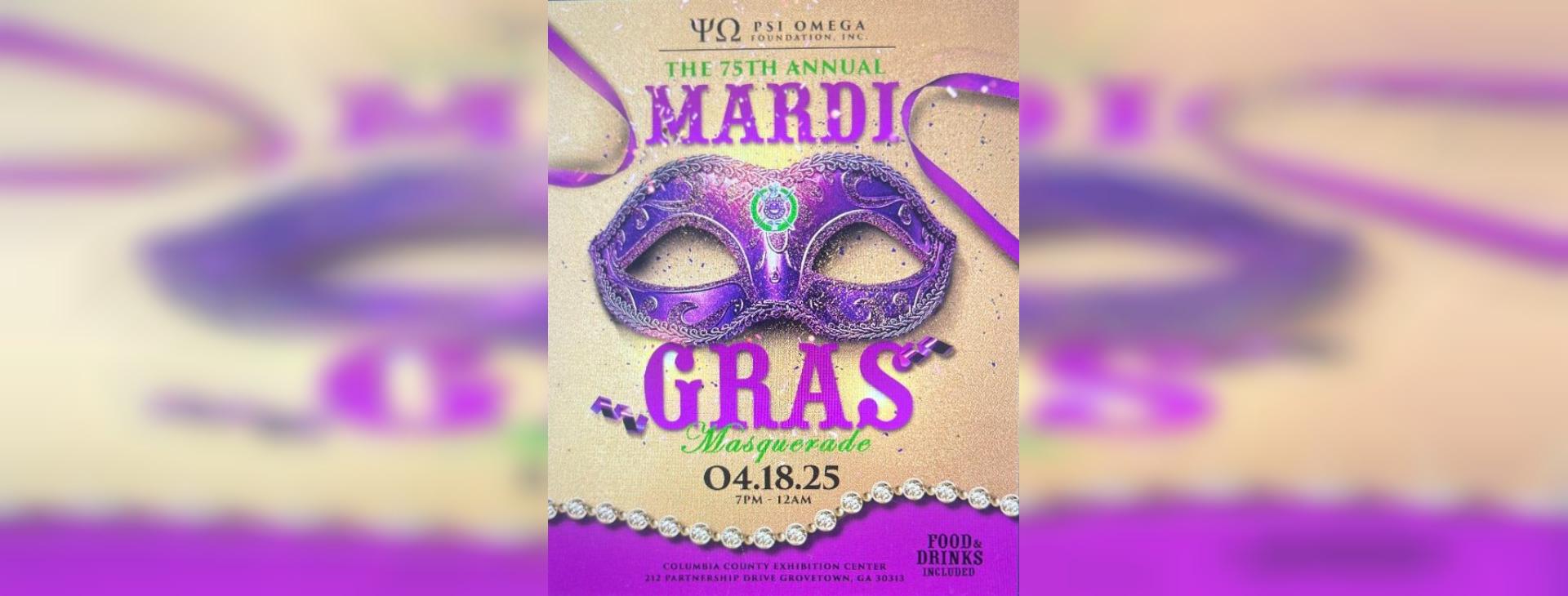 75th Annual MasQUErade Mardi Gras — event banner