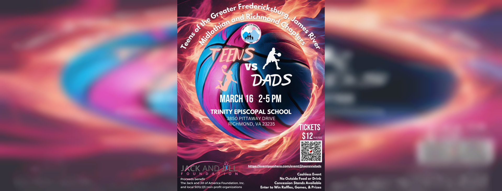 Teens vs Dads Basketball Fundraiser — event banner