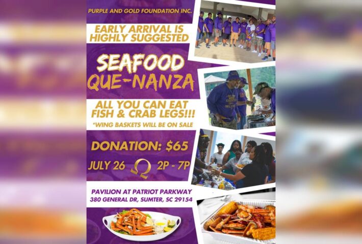 Purple and Gold Foundation Seafood Quenanza