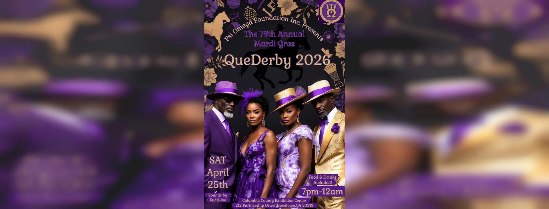 Psi Omega 76th Mardi Gras- QueDerby — event banner