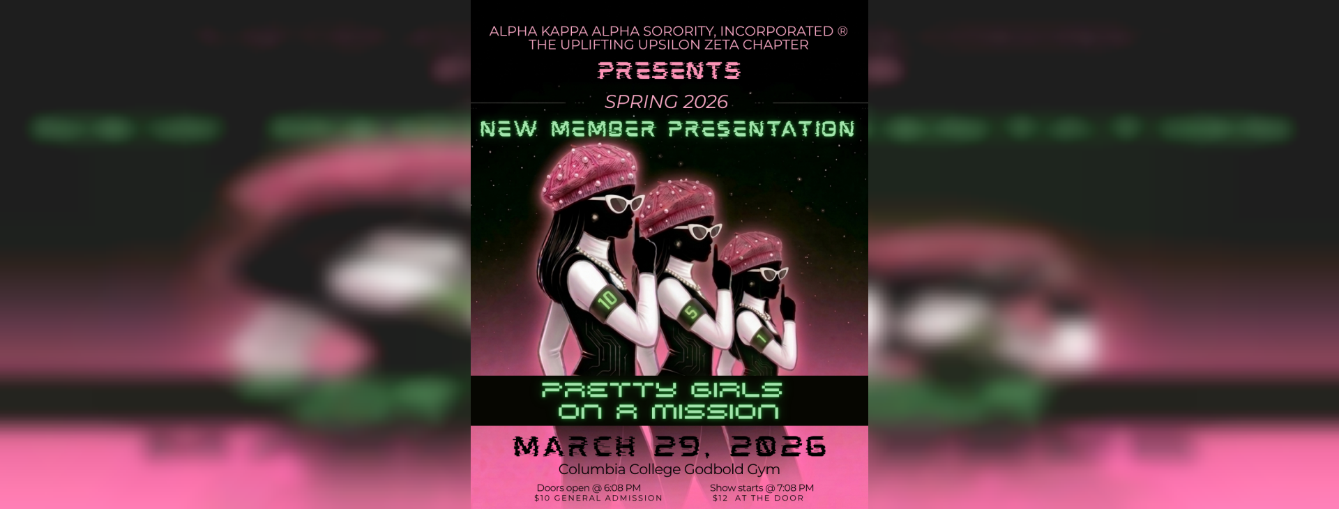 Upsilon Zeta Spring 2026 New Members Presentation Show — event banner
