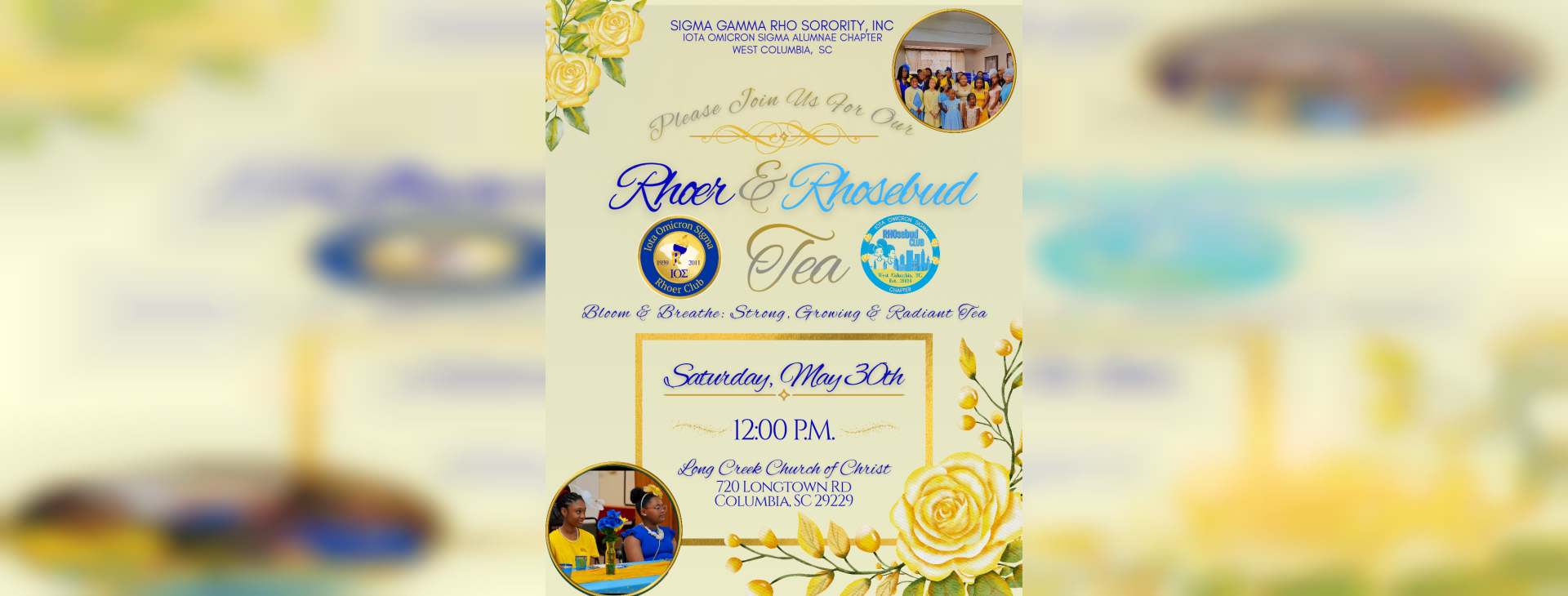 Rhoer & Rhosebud Tea — event banner