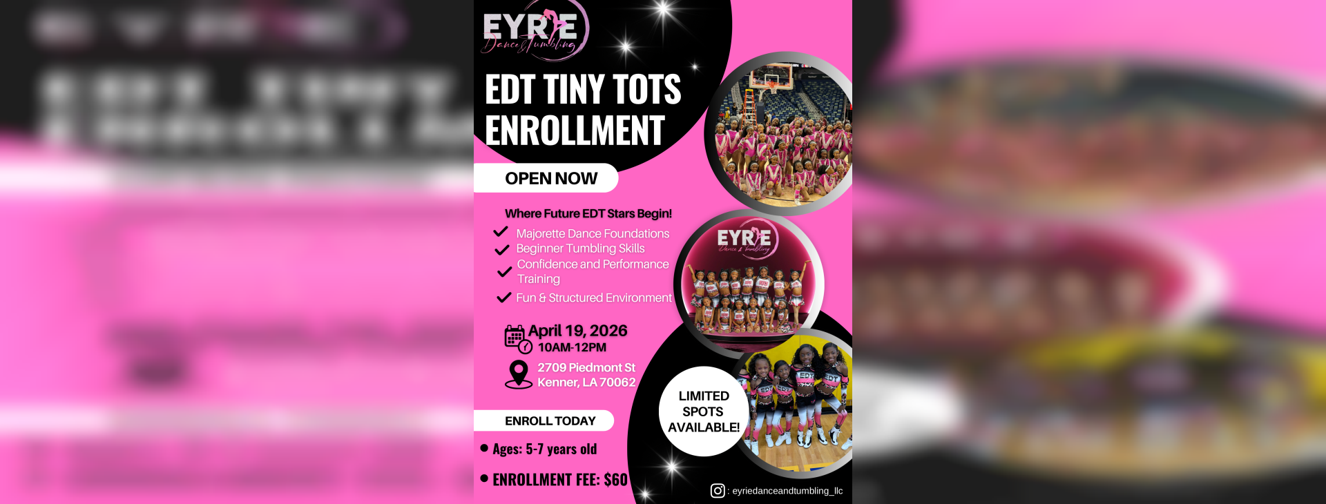 EDT Tiny Tots Enrollment — event banner