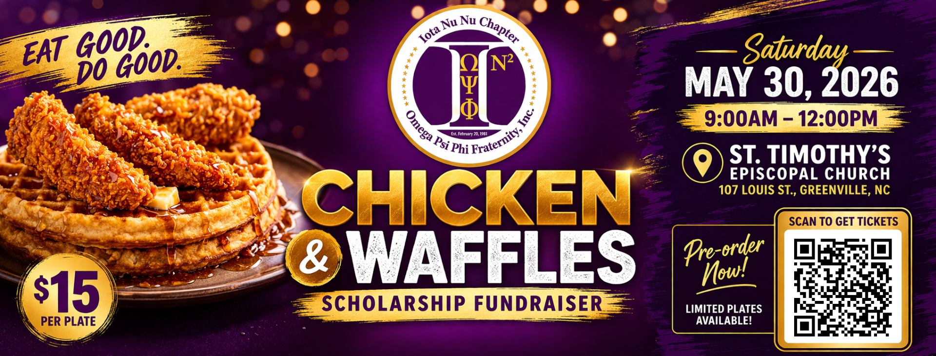 Chicken and Waffles Scholarship Fundraiser — event banner