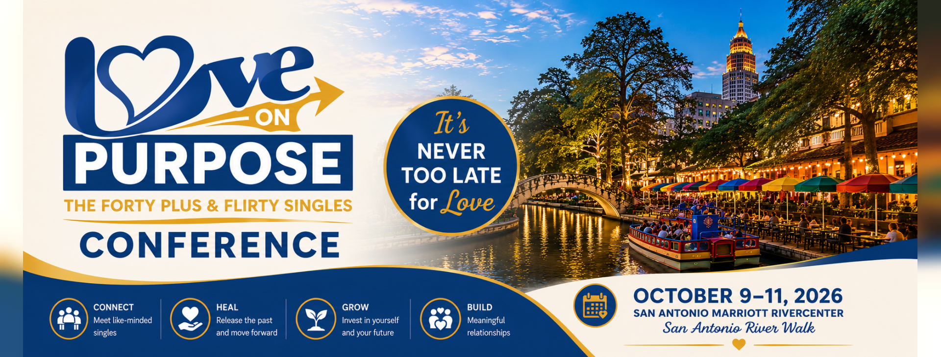 Love on Purpose: Forty Plus and Flirty Singles Conference — event banner