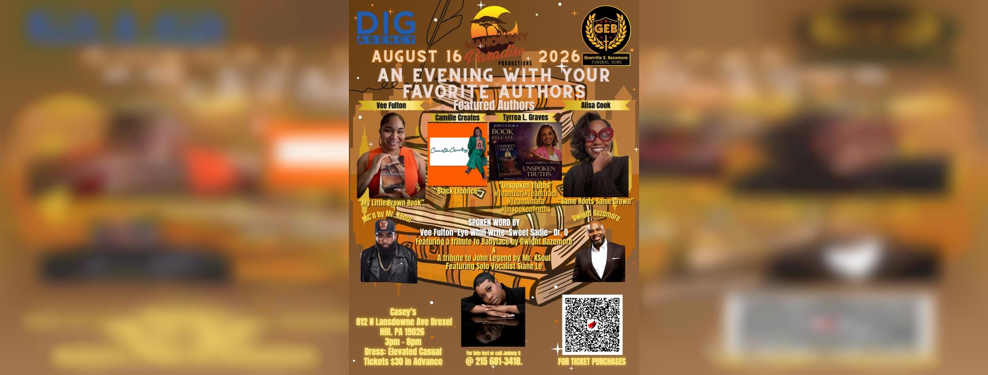AN EVENING WITH YOUR FAVORITE AUTHORS — event banner