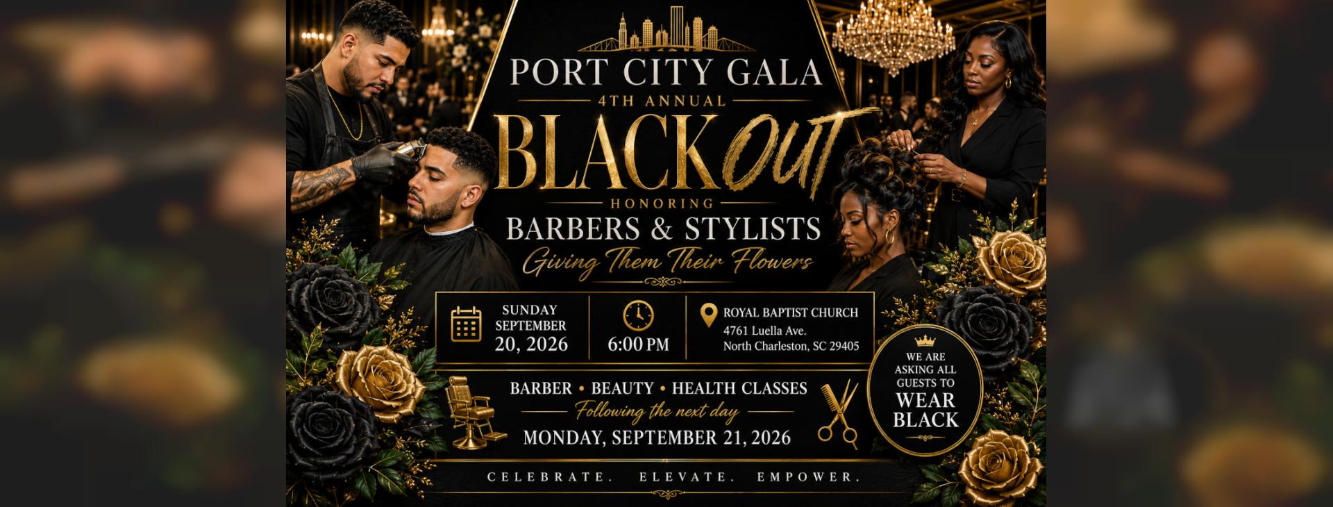 Port City Gala 26 BlackOut — event banner