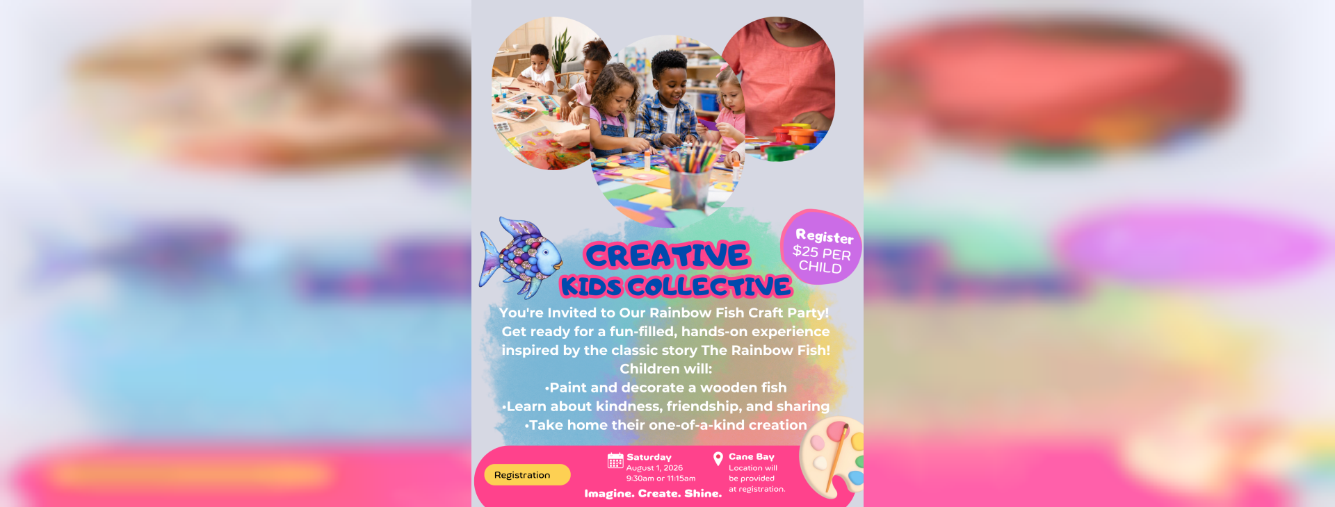 You’re Invited to Our Rainbow Fish Craft Party! — event banner