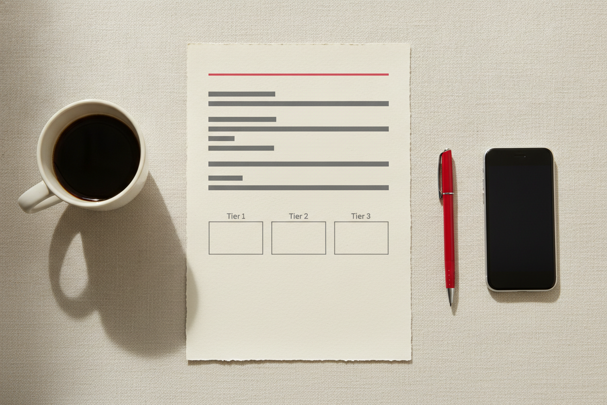 A one-page sponsorship proposal laid out with three tier boxes — the anatomy of clear event sponsorship packages.