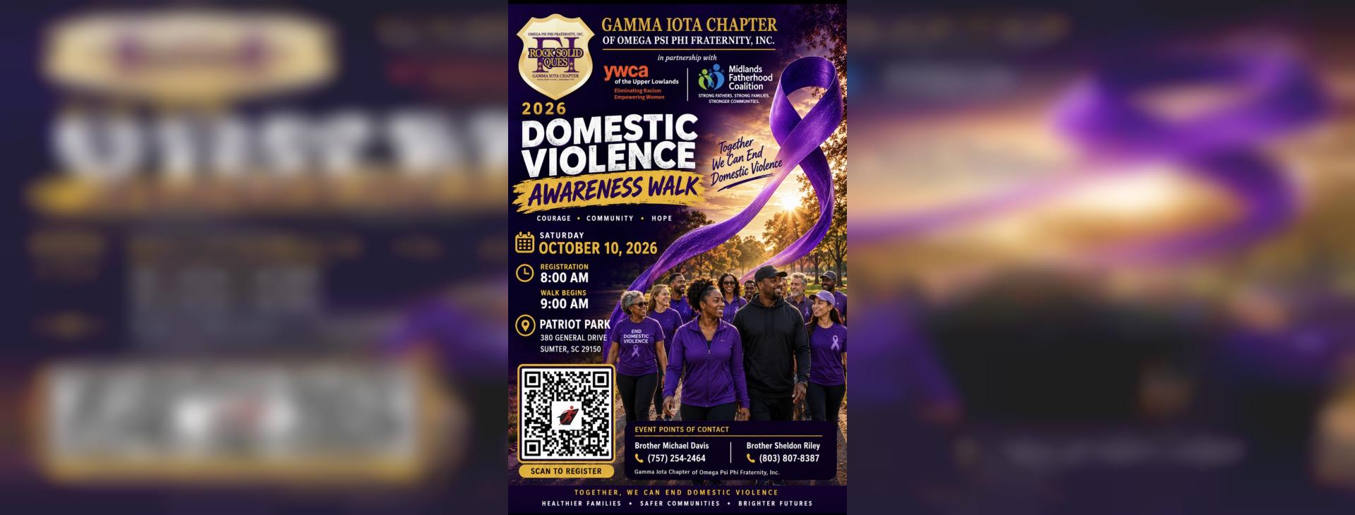 Gamma Iota Chapter of Omega Psi Phi Fraternity, Inc. Presents 2026 Domestic Violence Awareness Walk — event banner